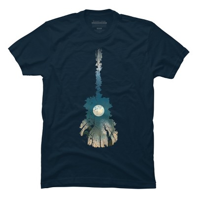 Men's Design By Humans Guitar Moon By BobyBerto T-Shirt