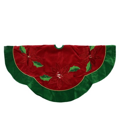 Northlight 48" Red and Green Sequined Poinsettia Christmas Tree Skirt