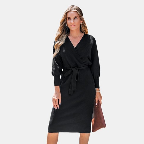 Women's Wrap Tie Sweater Dress - Cupshe - image 1 of 4