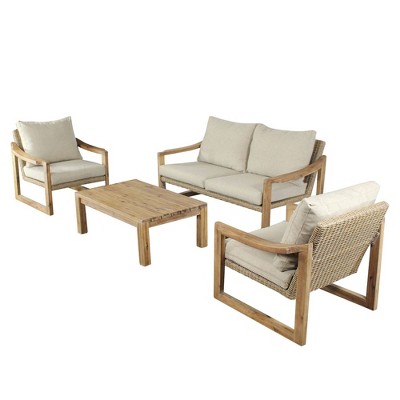 Woodfield 4pc Loveseat Seating Group - Natural - Courtyard Casual