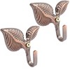 Unique Bargains Metal Leaves Design Screw Fixed Display Hooks 3" x 2.9" x 0.8" 2 Pcs - 3 of 4
