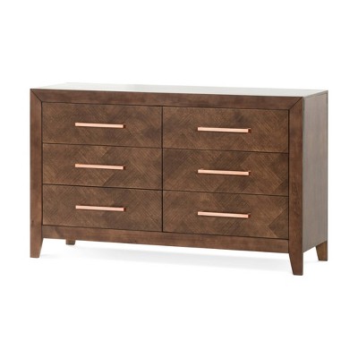 Toasted Chestnut 6-Drawer Double Dresser with Metal Pulls