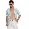 Hawaiian Floral Print Linen Button Down Shirt for Casual Beach Wear - 4 of 4