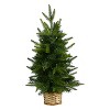 2ft. Artificial Christmas Tree with 35 Clear LED Lights in Decorative Basket – Petite Festive X-Mas Accent for Home Décor - 3 of 4