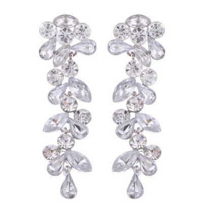 Alilang Elegant Silver-Tone Cascading Crystal Rhinestone Drop Earrings