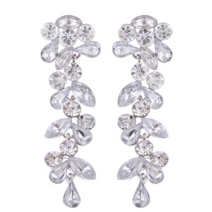 Alilang Elegant Silver-Tone Cascading Crystal Rhinestone Drop Earrings - 1 of 4