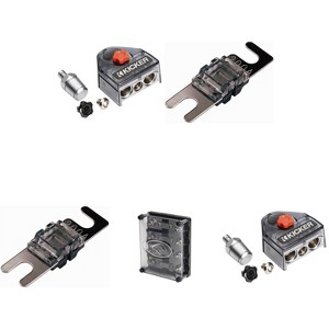 Kicker Warhorse (2) Battery Terminals & HPFD4 Fused Way Distribution Block w/ AFS (4) 200 Amp Fuse Bundle - 1 of 4
