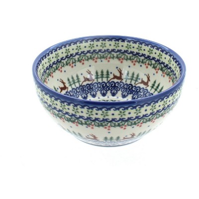 Blue Rose Polish Pottery Reindeer Delight Cereal/Soup Bowl