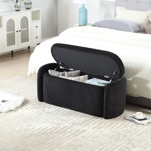 CAVINAS Modern Pull-Open Top Corduroy Ottoman Bench,Upholstered Oval Storage Ottoman for Living Room,Bedroom - 1 of 4