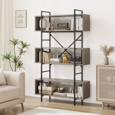 Trinity Bookshelf With Doors Industrial Bookcase With 4 Tiers Open Storage  Shelf For Bedroom, Living Room, Home Office, Brown : Target