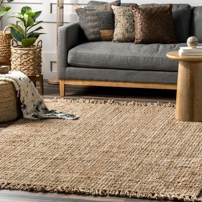 Handcrafted Artisanal Chunky Jute 4' Square Rug in Natural