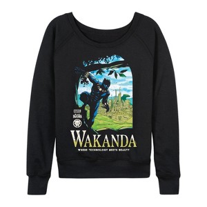 Women's - Marvel - Black Panther Wakanda Destination Lightweight French Terry Wide Neck Long Sleeve Shirt - 1 of 4