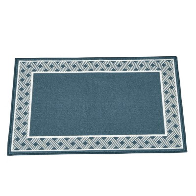 Collections Etc Two-tone Basket Weave Border Tufted Accent Rug : Target