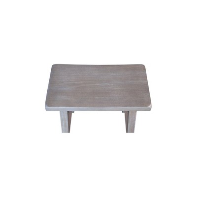 Washed Gray Taupe Solid Wood Saddle Style Counter Stool