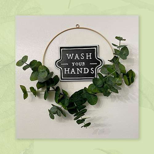 user image by @caryntate, 14" Faux Eucalyptus Wire Wreath - Hearth & Hand™ with Magnolia: Indoor Farmhouse Style, Unlit Polyester Decor