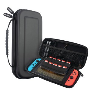 Insten Carrying Case with 10 Game Card Holder Slots for Nintendo Switch & OLED Model, Controllers and Accessories, Portable Travel Cover, Black - 1 of 4