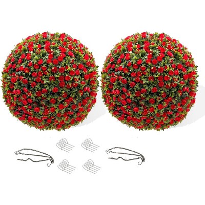 Flower Topiary Ball Decorative Balls 2PCS, Artificial Topiary Balls, for Outdoor Patio Garden and Indoor, Wedding Decoration