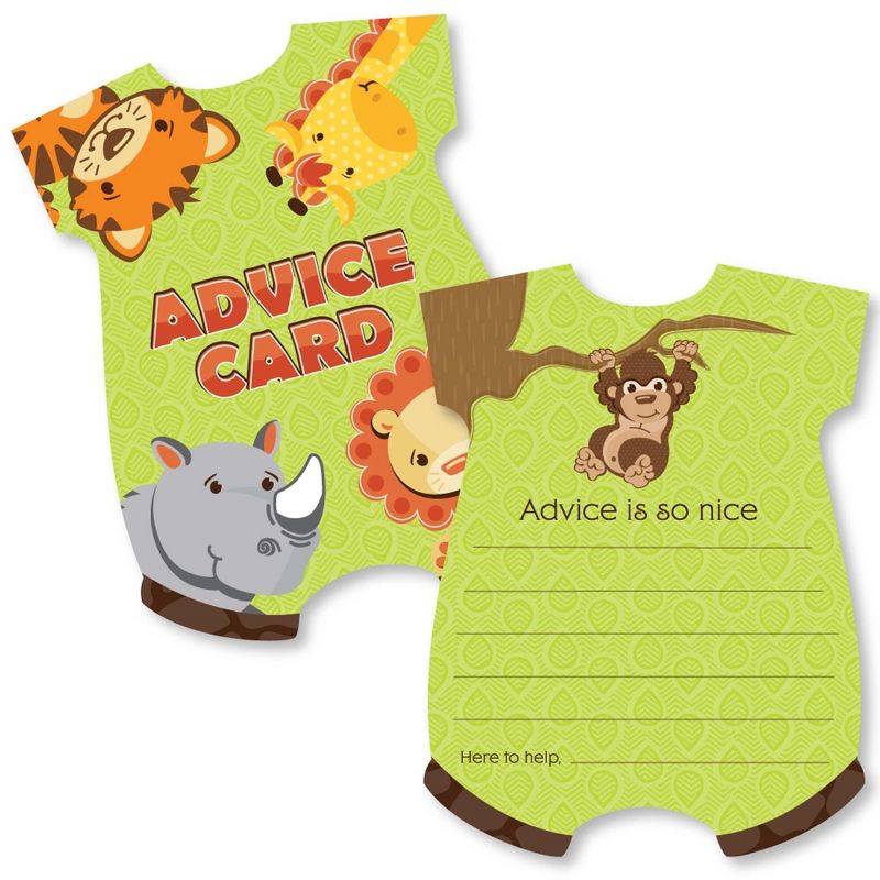 Big Dot of Happiness Funfari - Fun Safari Jungle - Baby Bodysuit Wish Card Baby Shower Activities - Shaped Advice Cards Game - Set of 20, 1 of 5