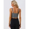 Allegra K Women's Tweed Plaid Sweetheart Neck Casual Crop Top - 3 of 4