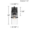 Possini Euro Design Caramela 16" High Modern Outdoor Wall Light Fixture Mount Porch House Exterior Outside Weatherproof Black Metal Clear Glass Shade - 4 of 4