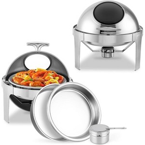 Roll Top Chafing Dish Buffet Set,6 Qt Stainless Steel Chafer Buffet with Warmers Set, Warming Tray for Wedding, Parties, Banquet, Catering Events - 1 of 4