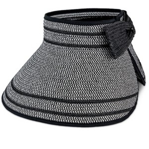 Magid Straw Two Tone Striped Color Block Roll Up Visor - 1 of 3