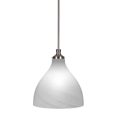 Toltec Lighting Juno 1 - Light Pendant in  Brushed Nickel with 16" White Marble Shade