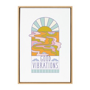 Kate and Laurel Sylvie Good Vibrations Framed Canvas by Elizabeth Olwen, 23x33, Natural - 1 of 4