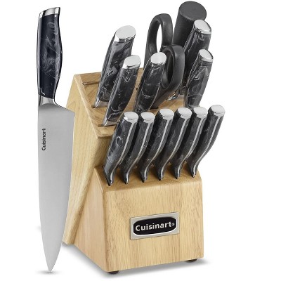 Cuisinart C77MB-15PBK Classic 15 Piece Knife Cutlery Block Set with Kitchen Scissors and Sharpener, Black Marble