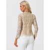 Allegra K Women's Lace Long Sleeve Keyhole Back Ruffle Neck Floral Blouse - 4 of 4
