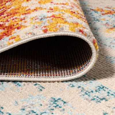 Sunset Orange and Multicolor Abstract 4' x 6' Area Rug