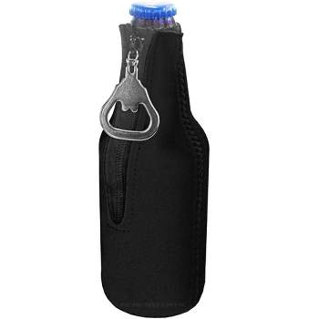 Big Ol' Zipper Bottle Cooler Sleeve with Bottle Opener Black Zipper Bottle Cooler Sleeve with Bottle Opener