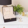 Household Essentials Fabric 2-Layer Jewelry Organizer Box with Clasp Closure Black: Rectangle Decorative Storage - 2 of 4