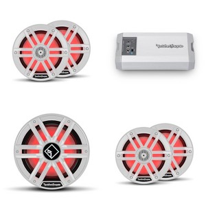 Rockford Fosgate TM1000X5AD 5 Channel Marine Amplifier with 2 Pairs of M1-65 6.5” Color Optix Marine 2-Way Speakers and 1 M2D4-12S 12" Color Optix ... - 1 of 4