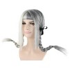 Grey Double Braids Wig with Bangs Hairpiece for American Singer Cosplay Costume Party - 2 of 4