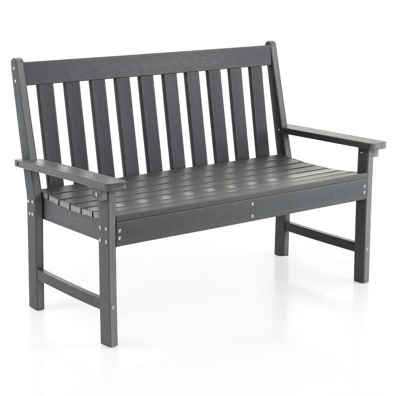 Costway Garden Bench All-Weather HDPE 2-Person Outdoor Bench for Front Porch Backyard, 1 of 10