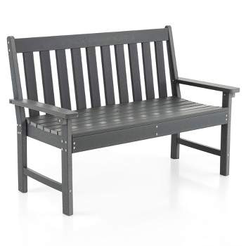 Costway Garden Bench All-Weather HDPE 2-Person Outdoor Bench for Front Porch Backyard