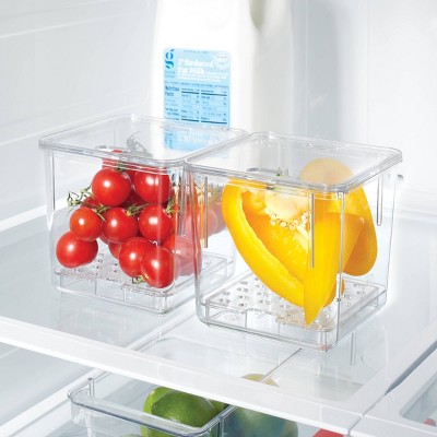 Lachesis Stackable Refrigerator Organizer Bins, Fridge Clear Bins with Handles Kitchen Organizer Fruit Container for Freezer, Pantry, Cabinets, Drawer