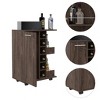 Vynxaria Bar Cart, Four Casters, Single Door Cabinet, Two External Shelves, Dark Walnut - 4 of 4