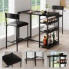 3-Piece Pub Table Set for 2 with 2 Upholstered Chairs & 3 Storage Shelves,Compact Kitchen Dining Set for Small Spaces Apartments Breakfast Nook - 3 of 4