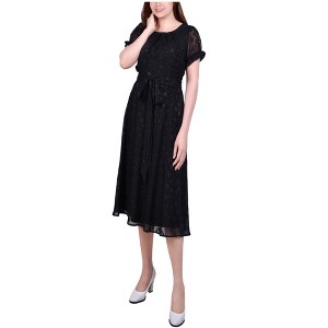 NY Collection Womens Swiss Dot Pin Tuck Midi Dress - 1 of 1