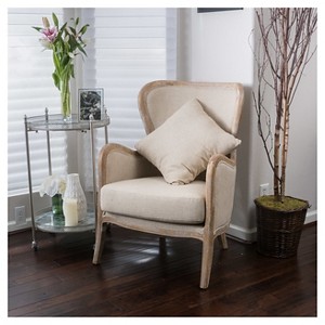 Crenshaw Fabric Wing Chair Beige - Christopher Knight Home: Upholstered Polyester, Hardwood Frame - 1 of 4