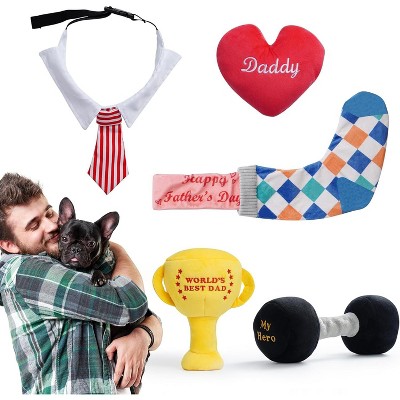 Nocciola 5 PCS Father's Day Plush Dog Toys, Father's Day Gift, Christmas gift,Interactive Dog Toys with Giggle Crinkle Squeaky Sounds