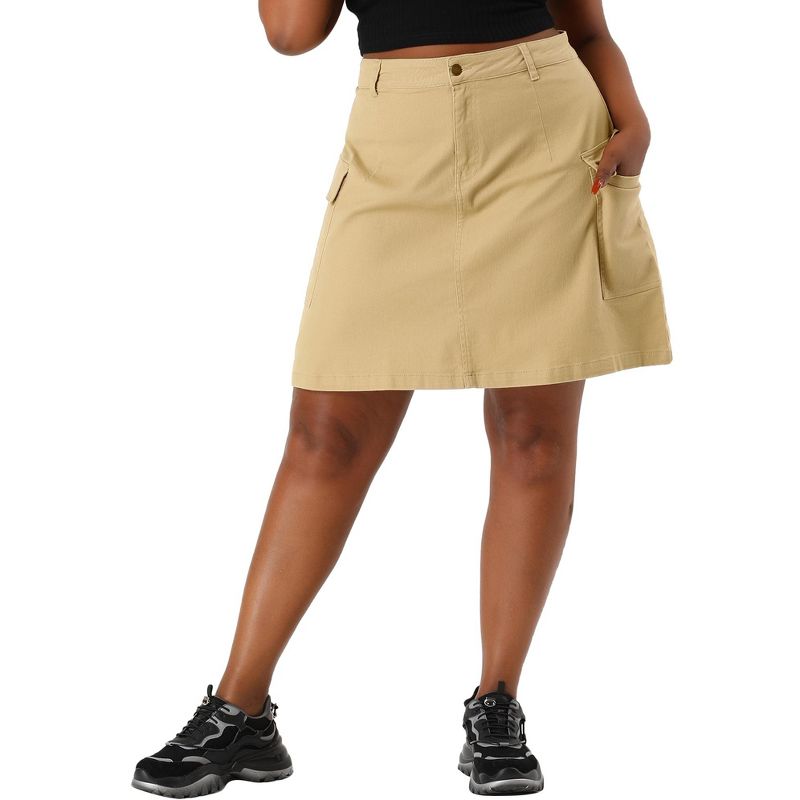 Agnes Orinda Women's Plus Size Skirt a Line Casual Above Knee Zipper Front Flare Skirts, 1 of 7