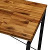 INFURNIC Writing Desk Industrial Desk with Faux Concrete Top and Silver Metal Sled Base Back Open for Office, Black Brown, 22"*47"*28" - 3 of 4
