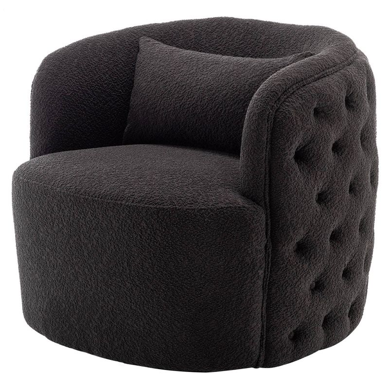  34" Wide Boucle Tufted Upholstered 360° Swivel Armchair - Kinwell, 1 of 12