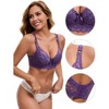 Allegra K Women's Breathable Underwired Lace Fixed Adjustable Straps Push-up 3/4 Cup Bralettes - 3 of 4