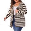 Agnes Orinda Women's Plus Size Open Front Lightweight Striped Cardigan - 2 of 4
