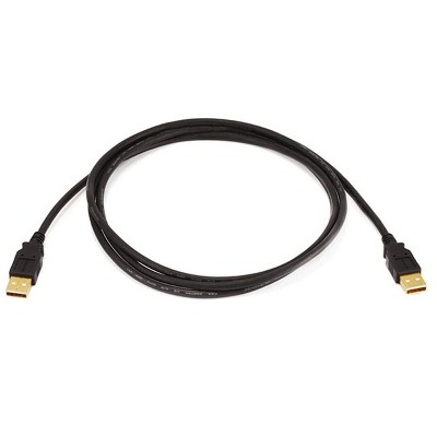 Monoprice USB 2.0 Cable - 6 Feet - Black | USB Type-A Male to USB Type-A Male, 28/24AWG, Gold Plated for Data Transfer Hard Drive Enclosures,