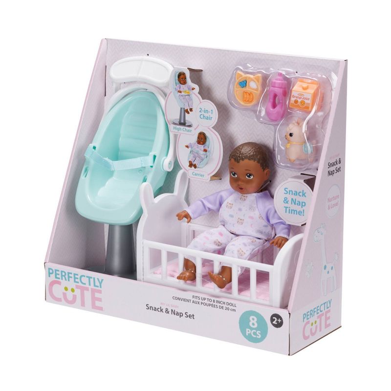 Perfectly Cute Baby Snack and Nap Set 8&#34; Baby Doll - Brown Hair/Brown Eyes, 4 of 6